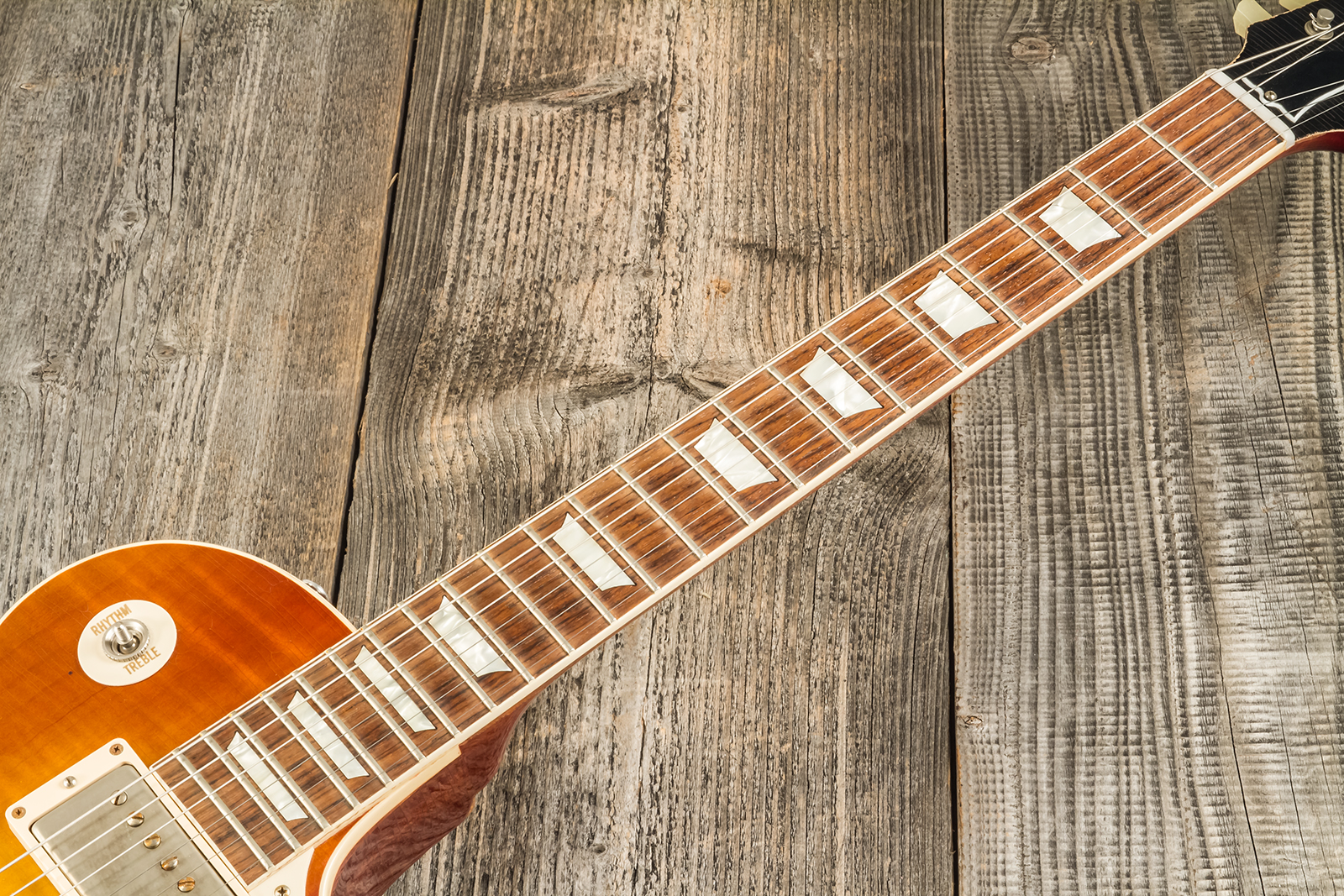 Gibson Custom Shop M2m Les Paul Standard 1959 2h Ht Rw #r961618 - Aged Sunrise Teaburst - Guitarra eléctrica de corte único. - Variation 11