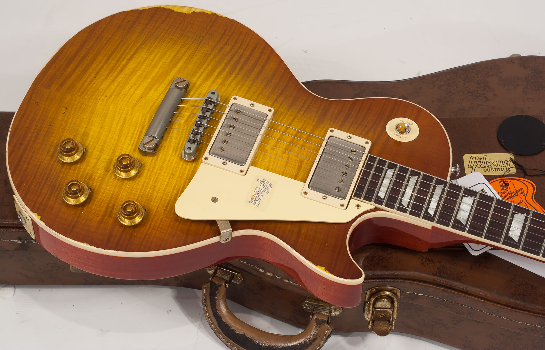 Gibson Custom Shop M2m Les Paul Standard 1959 2h Ht Rw #982192 - Heavy Aged Sunrise Tea Burst - Guitarra eléctrica de corte único. - Variation 2