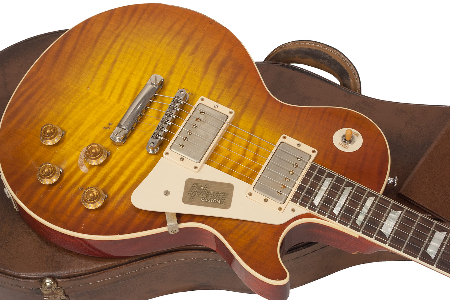 Gibson Custom Shop M2m Les Paul Standard 1959 2h Ht Rw #r961618 - Aged Sunrise Teaburst - Guitarra eléctrica de corte único. - Variation 1