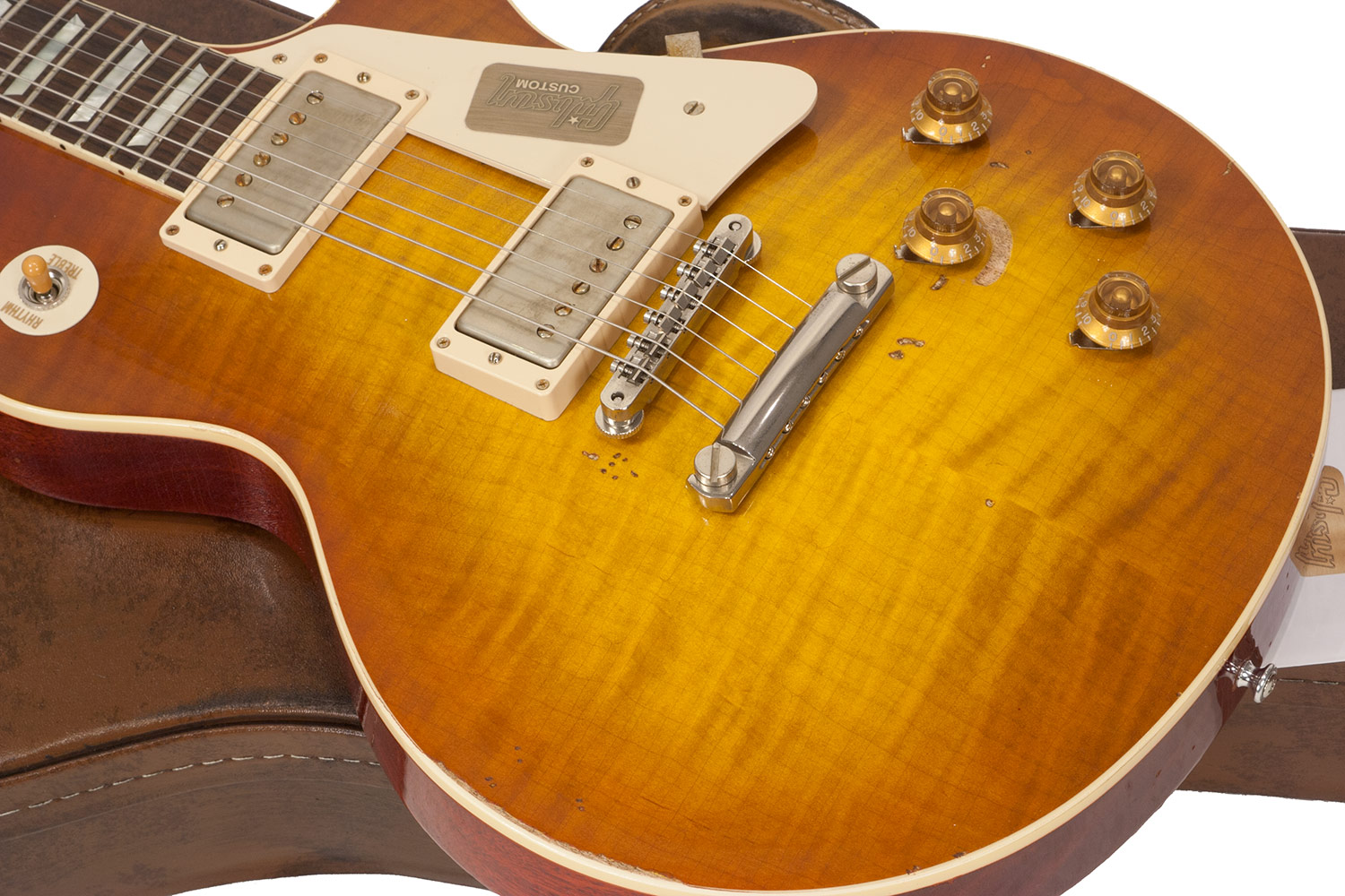 Gibson Custom Shop M2m Les Paul Standard 1959 2h Ht Rw #r961618 - Aged Sunrise Teaburst - Guitarra eléctrica de corte único. - Variation 2