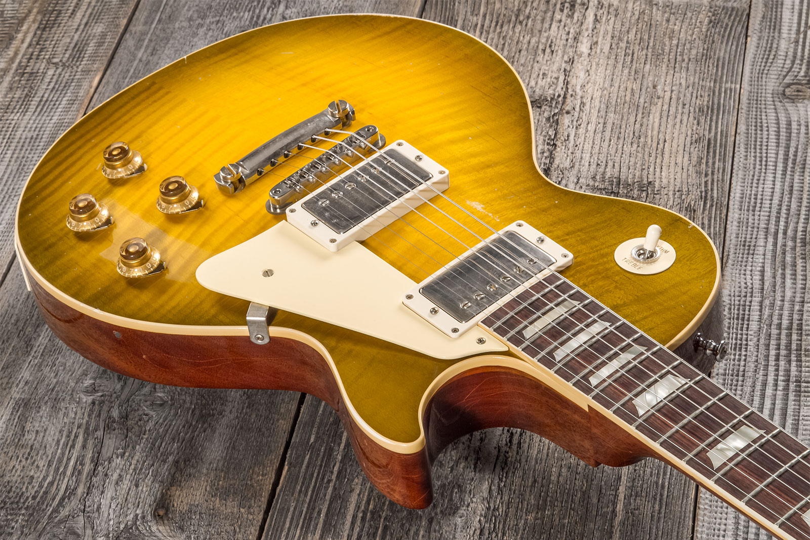 Gibson Custom Shop M2m Les Paul Standard 1959 Reissue 2h Ht Rw #932149 - Murphy Lab Light Aged Green Lemon Burst - Guitarra eléctrica de corte único. 