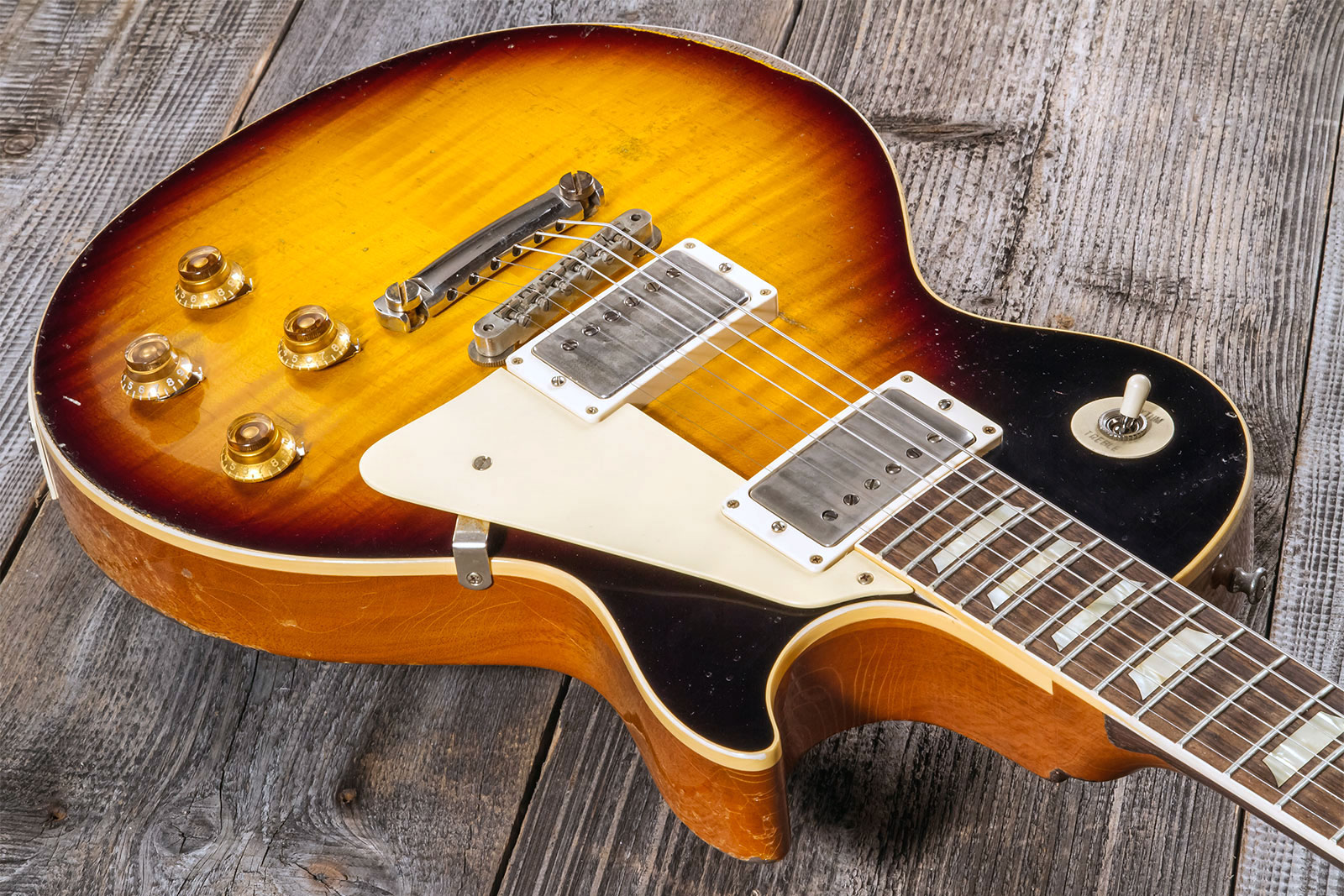 Gibson Custom Shop M2m Les Paul Standard 1959 Reissue 2h Ht Rw #932158 - Ultra Heavy Aged Kindred Burst - Guitarra eléctrica de corte único. - Variati