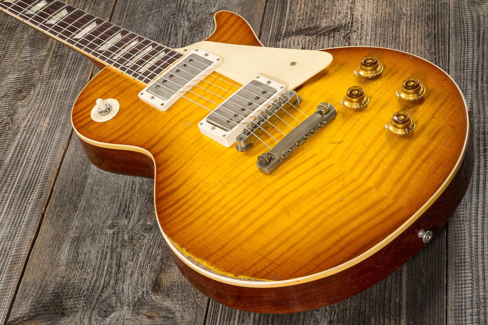 Gibson Custom Shop M2m Les Paul Standard 1959 Reissue 2h Ht Rw #932160 - Murphy Lab Heavy Light Aged Golden Poppy Burst - Guitarra eléctrica de corte 