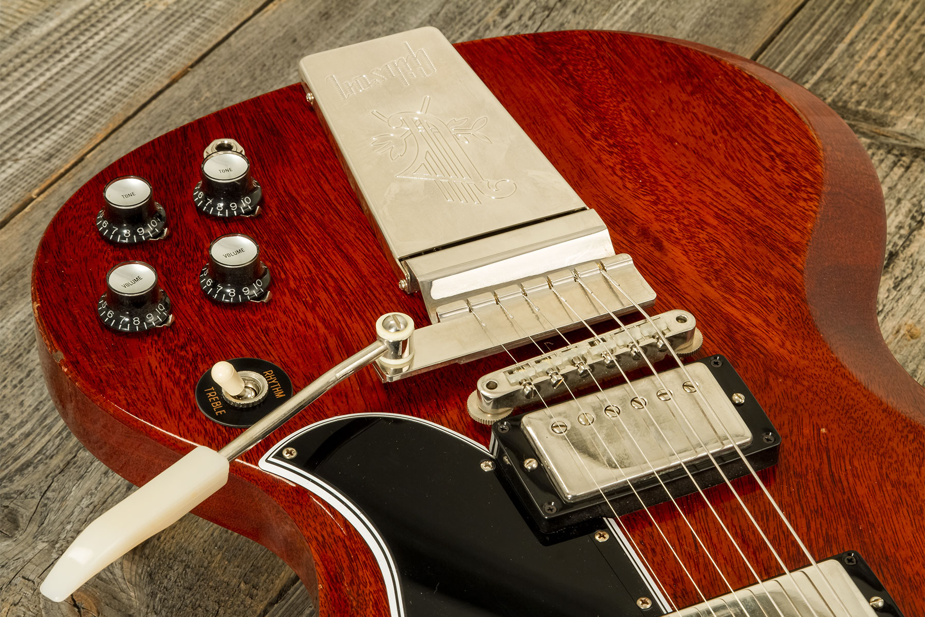 Gibson Custom Shop M2m Sg Standard 1964 Reissue 2h Ht Rw #301584 - Murphy Lab Light Aged Vintage Cherry - Guitarra eléctrica de doble corte - Variatio
