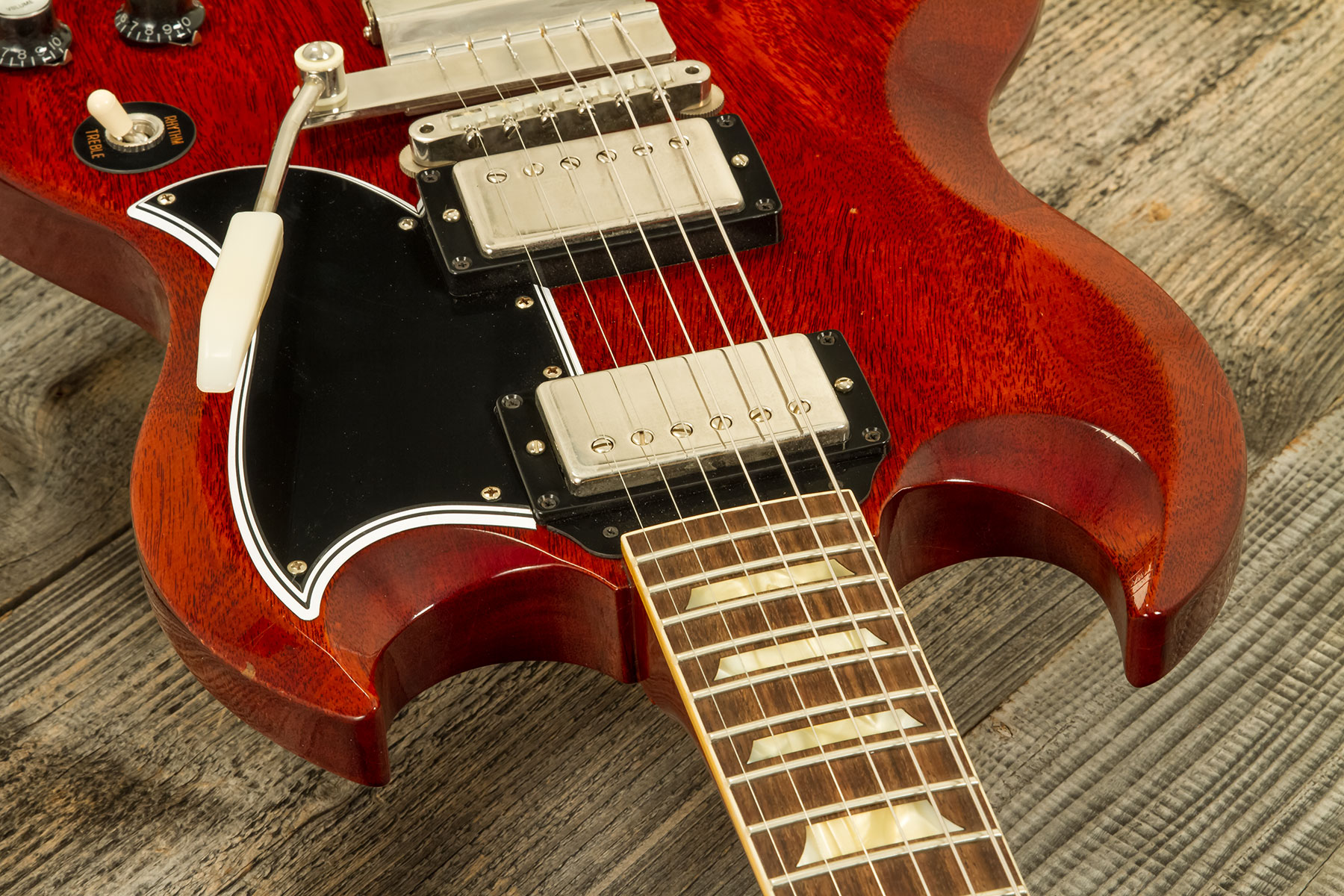 Gibson Custom Shop M2m Sg Standard 1964 Reissue 2h Ht Rw #301584 - Murphy Lab Light Aged Vintage Cherry - Guitarra eléctrica de doble corte - Variatio