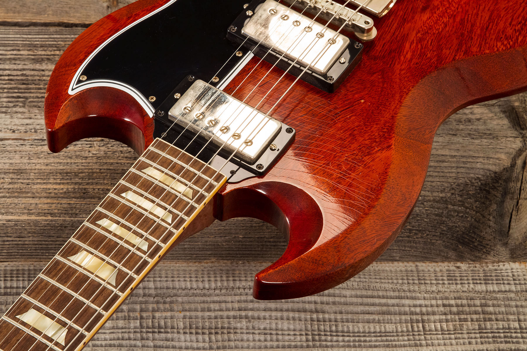 Gibson Custom Shop M2m Sg Standard 1964 Reissue 2h Ht Rw #301584 - Murphy Lab Light Aged Vintage Cherry - Guitarra eléctrica de doble corte - Variatio