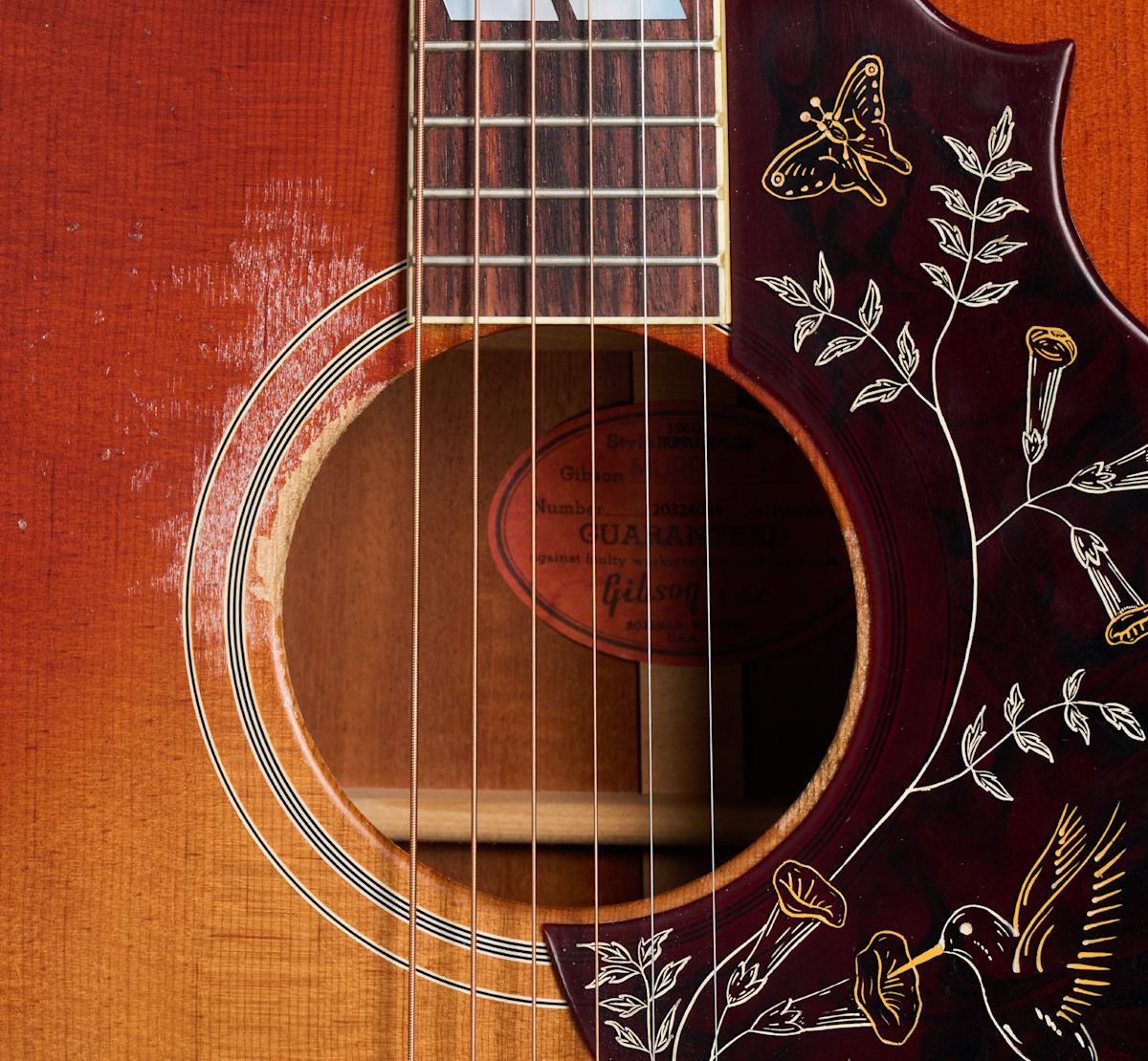 Gibson Custom Shop Murphy Lab Hummingbird 1960 Fixed Bridge Dreadnought Epicea Acajou Rw - Heavy Aged Washed Cherry Sunburst - Guitarra folk - Variati
