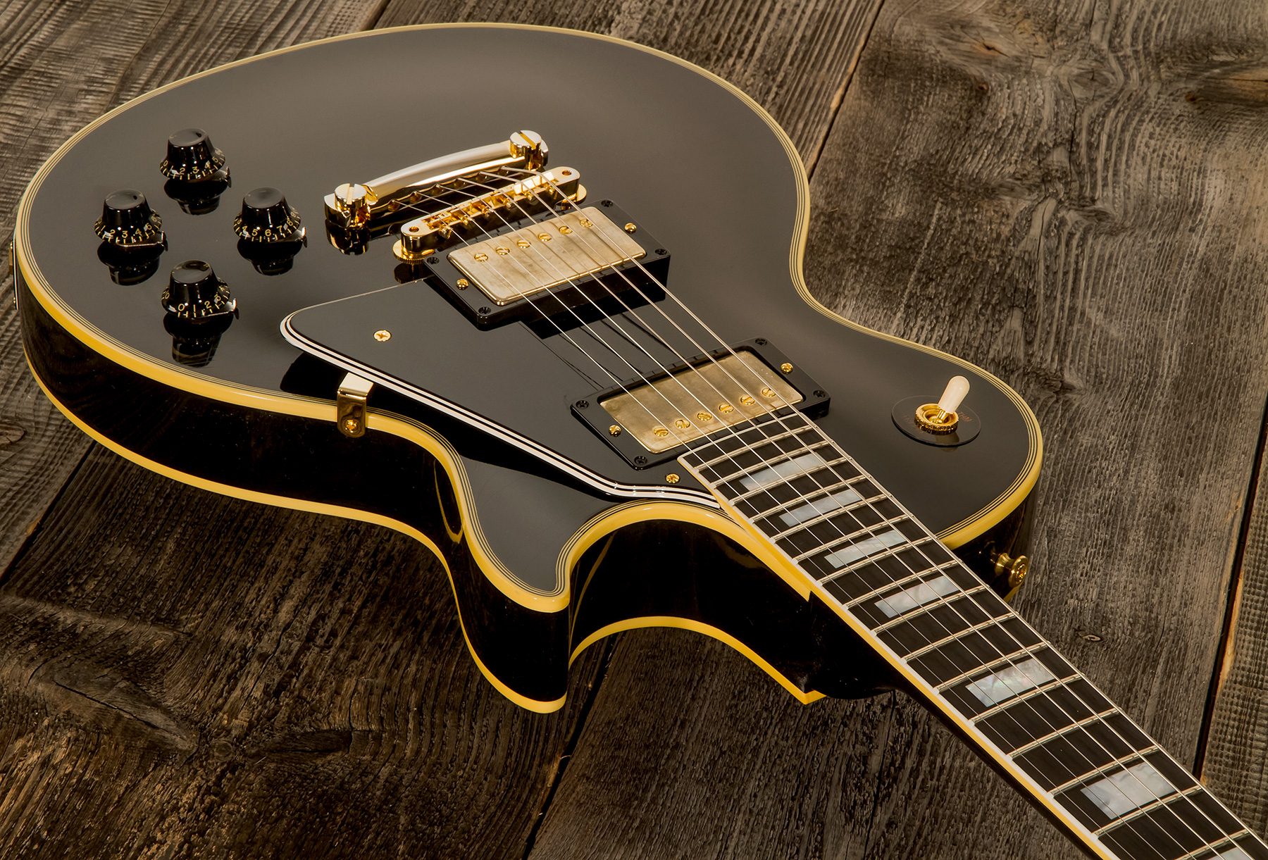 Gibson Custom Shop Murphy Lab Les Paul Custom 1957 2-pickups Reissue 2h Ht Eb - Ultra Light Aged Ebony - Guitarra eléctrica de corte único. - Variatio