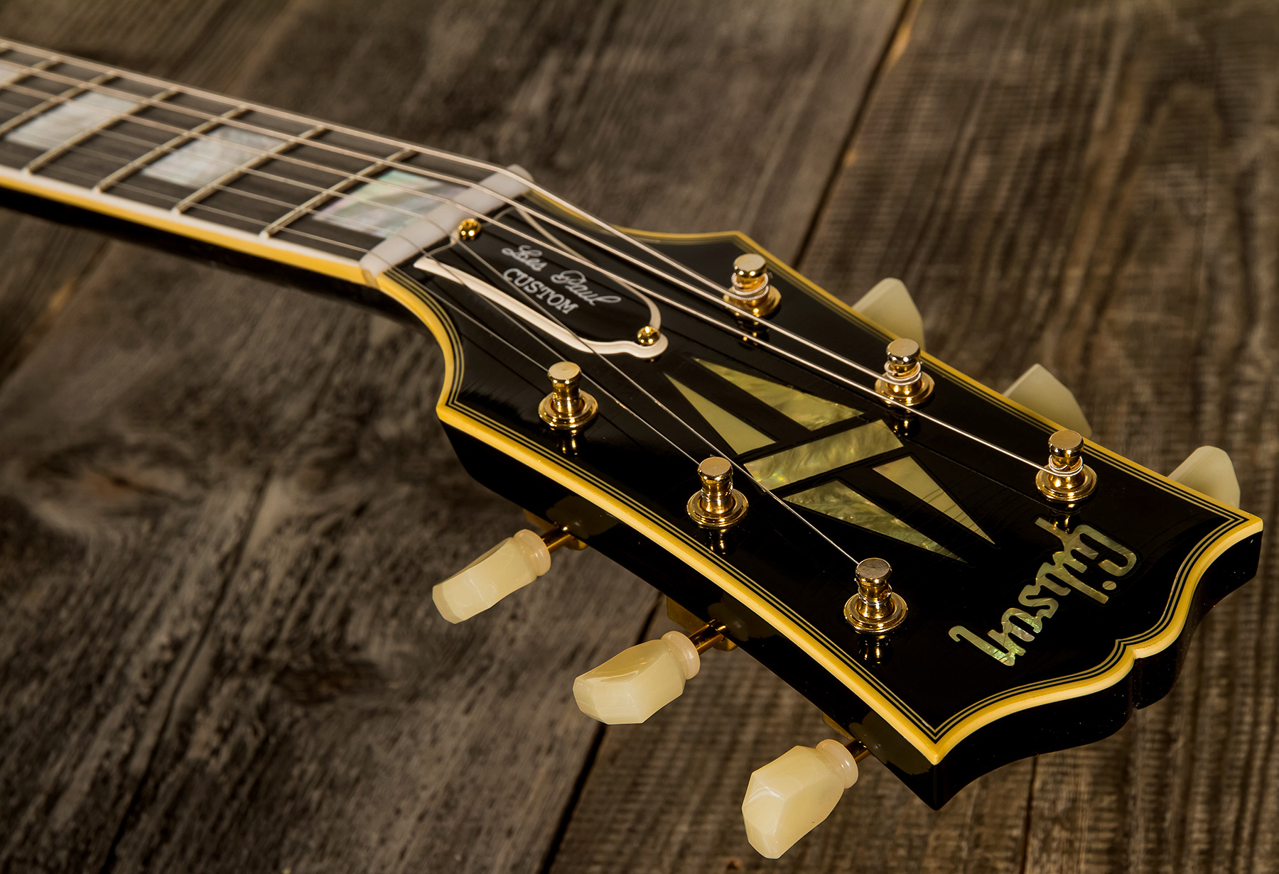 Gibson Custom Shop Murphy Lab Les Paul Custom 1957 2-pickups Reissue 2h Ht Eb - Ultra Light Aged Ebony - Guitarra eléctrica de corte único. - Variatio