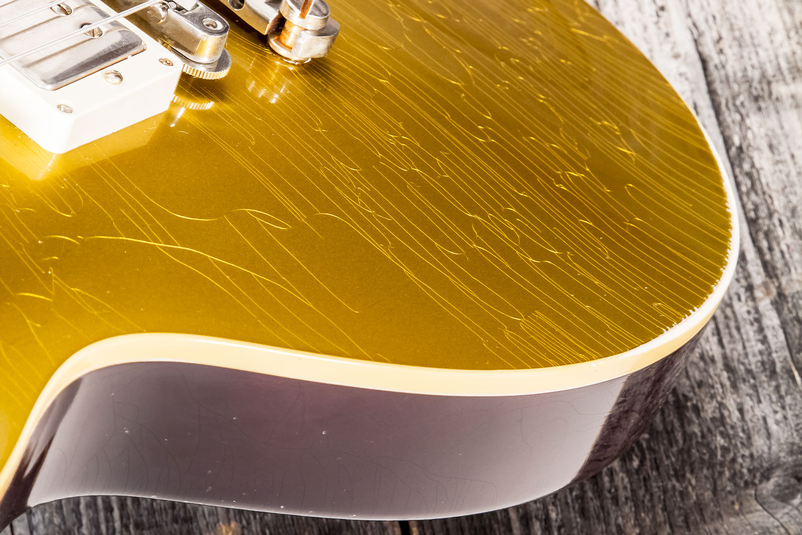Gibson Custom Shop Murphy Lab Les Paul Goldtop 1957 Reissue 2h Ht Rw #721287 - Light Aged Double Gold With Dark Back - Guitarra eléctrica de corte úni