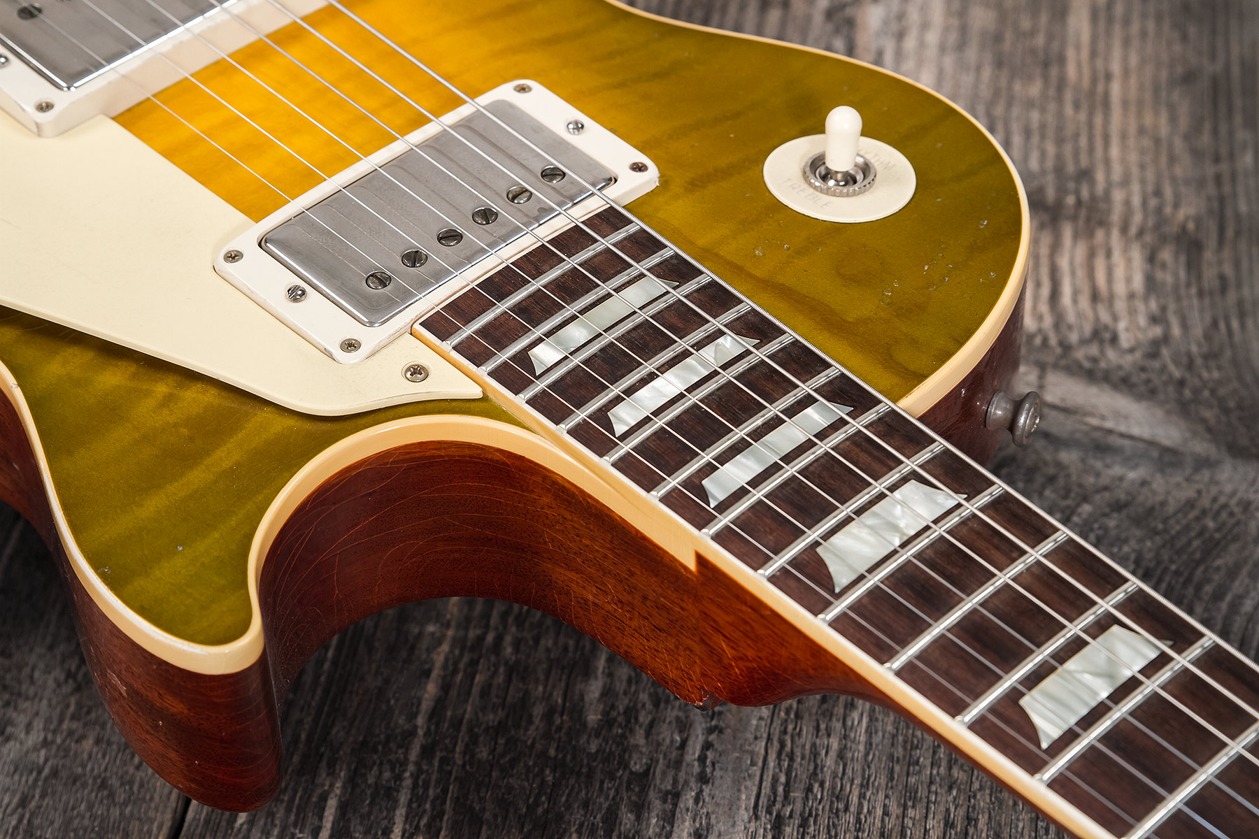 Gibson Custom Shop Murphy Lab Les Paul Standard 1959 Reissue 2h Ht Rw #93515 - Heavy Aged Green Lemon Fade - Guitarra eléctrica de corte único. - Vari