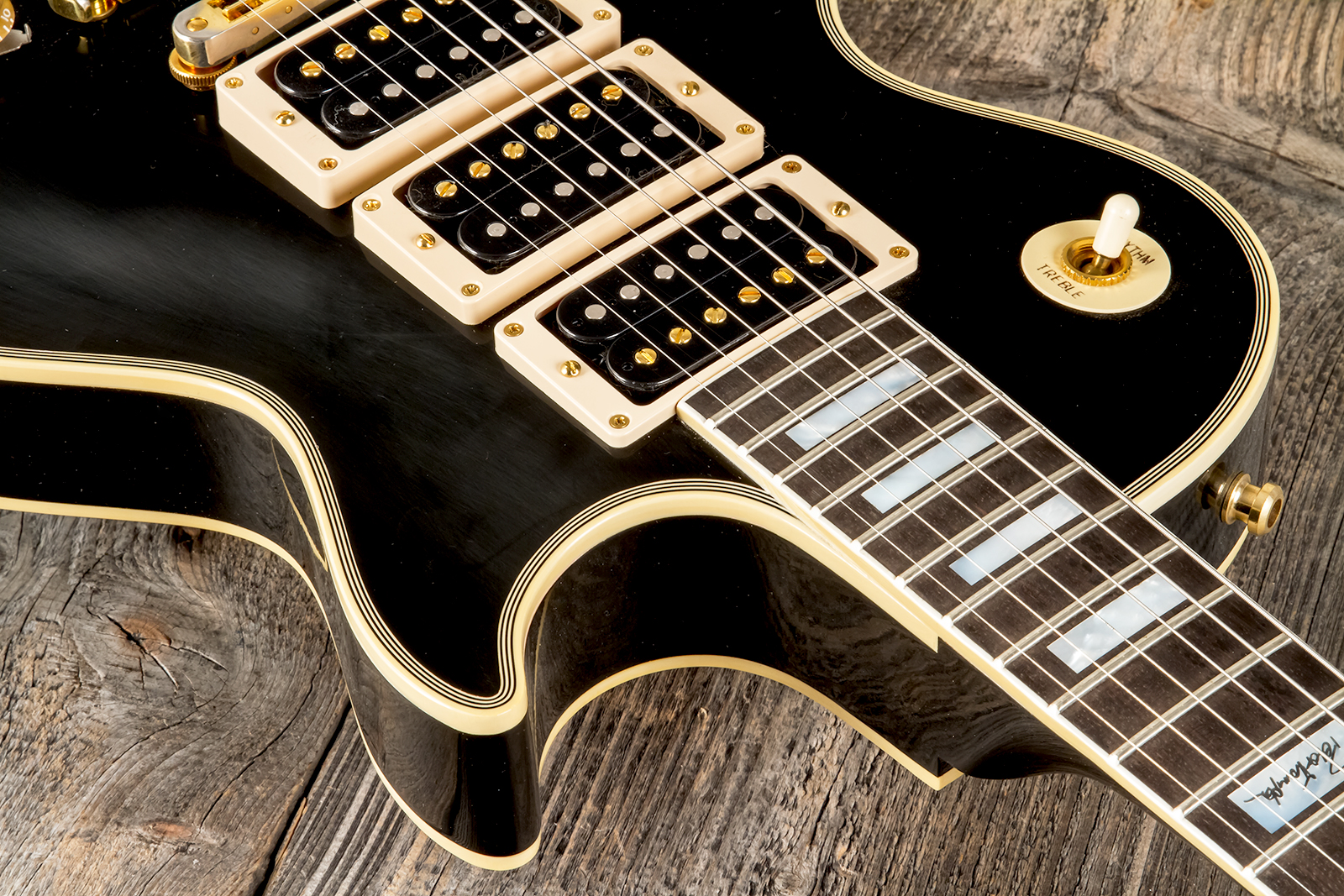 Gibson Custom Shop Peter Frampton Les Paul Custom Phenix Signature 3h Ht Eb - Vos Ebony - Guitarra eléctrica de corte único. - Variation 7