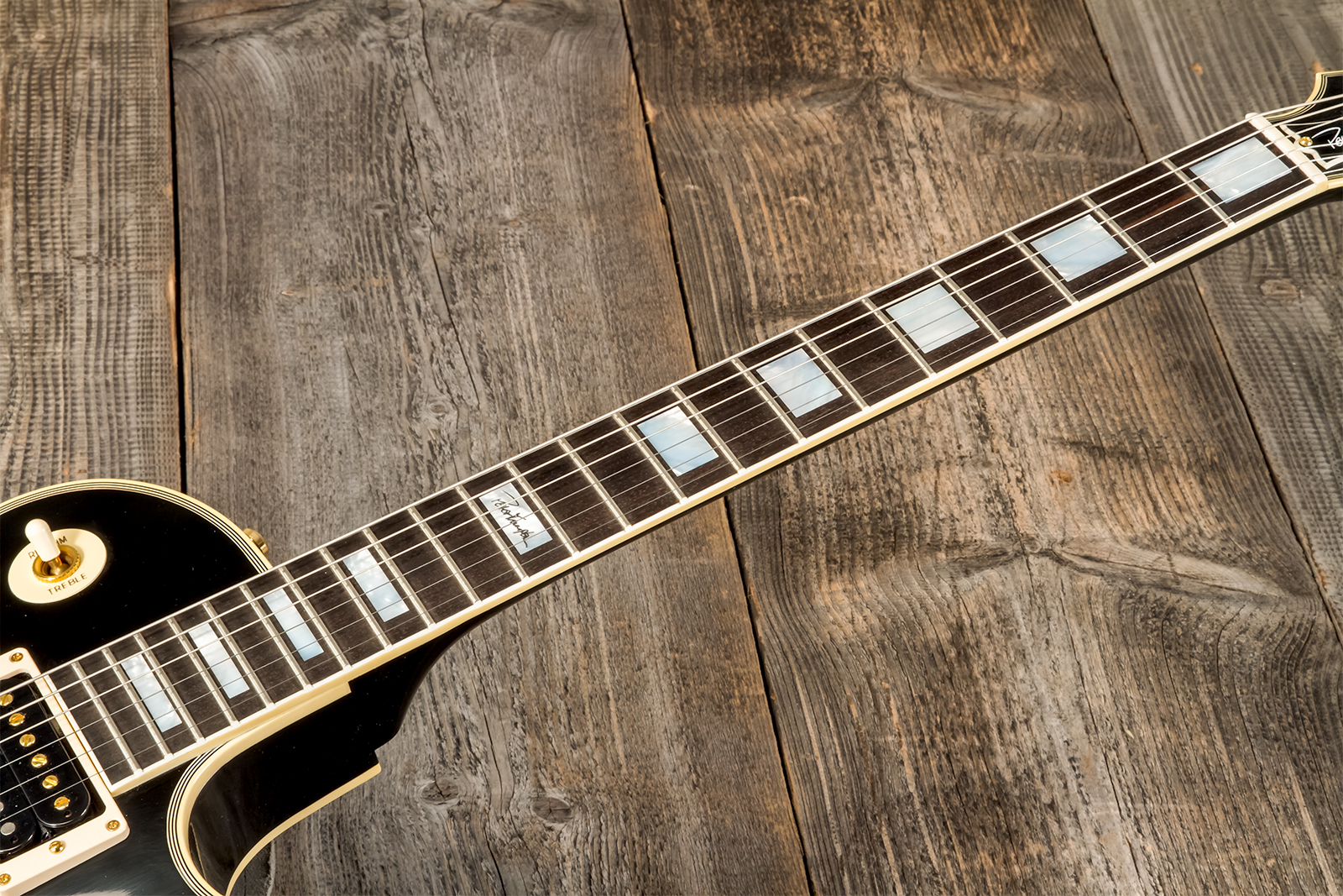 Gibson Custom Shop Peter Frampton Les Paul Custom Phenix Signature 3h Ht Eb - Vos Ebony - Guitarra eléctrica de corte único. - Variation 8