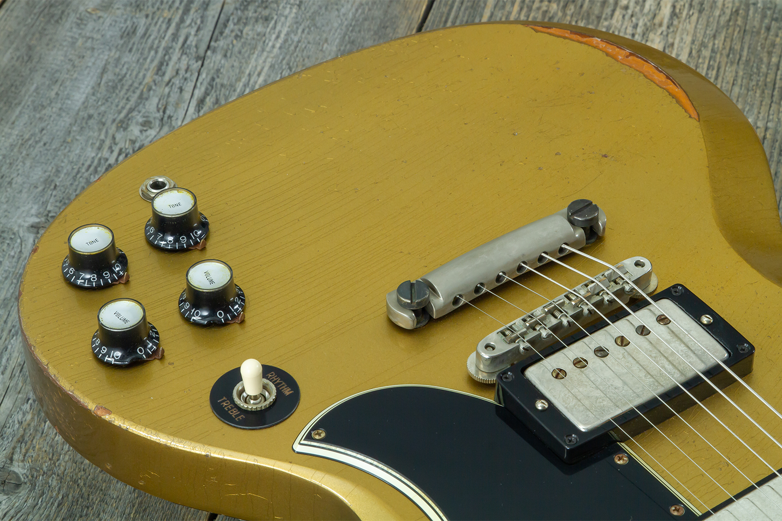 Gibson Custom Shop Sg Standard 1961 Reissue 2h Ht Rw #500881 - Murphy Lab Ultra Heavy Aged Double Gold - Guitarra eléctrica de doble corte - Variation