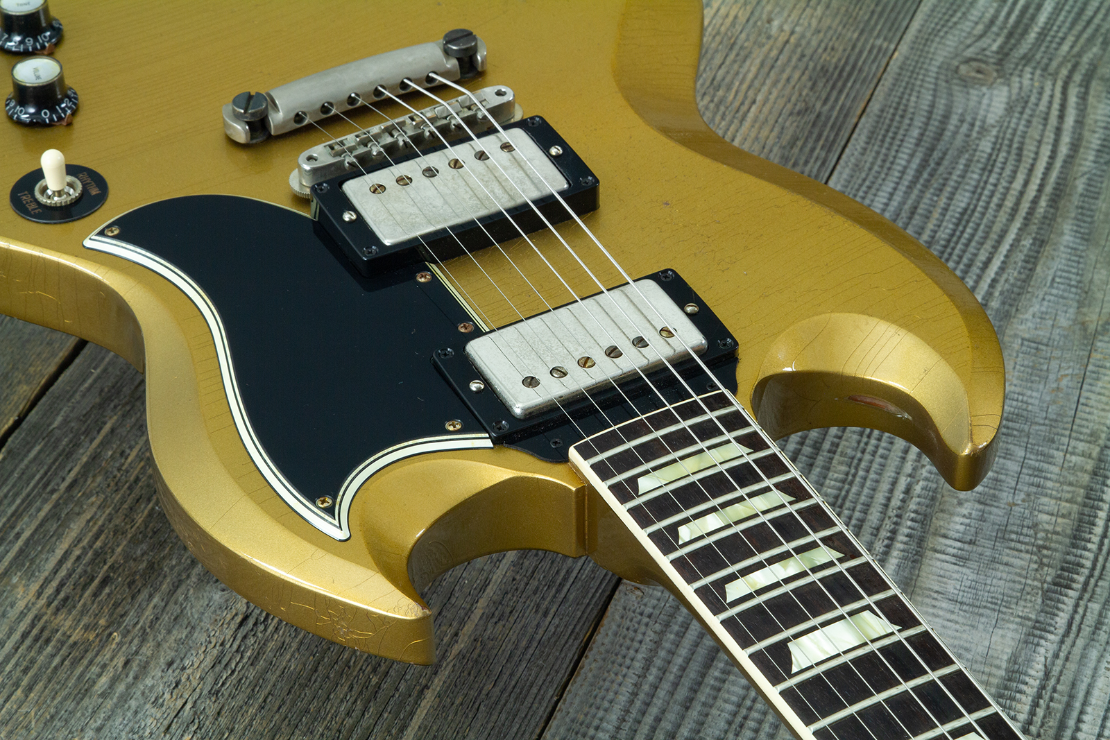 Gibson Custom Shop Sg Standard 1961 Reissue 2h Ht Rw #500881 - Murphy Lab Ultra Heavy Aged Double Gold - Guitarra eléctrica de doble corte - Variation