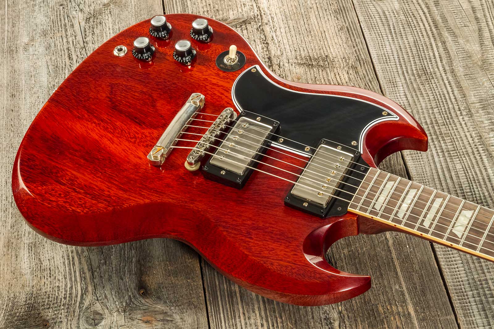 Gibson Custom Shop Sg Standard 1961 Stop Bar Reissue Lh Gaucher 2019 2h Ht Rw #400261 - Vos Cherry Red - Guitarra eléctrica de doble corte - Variation