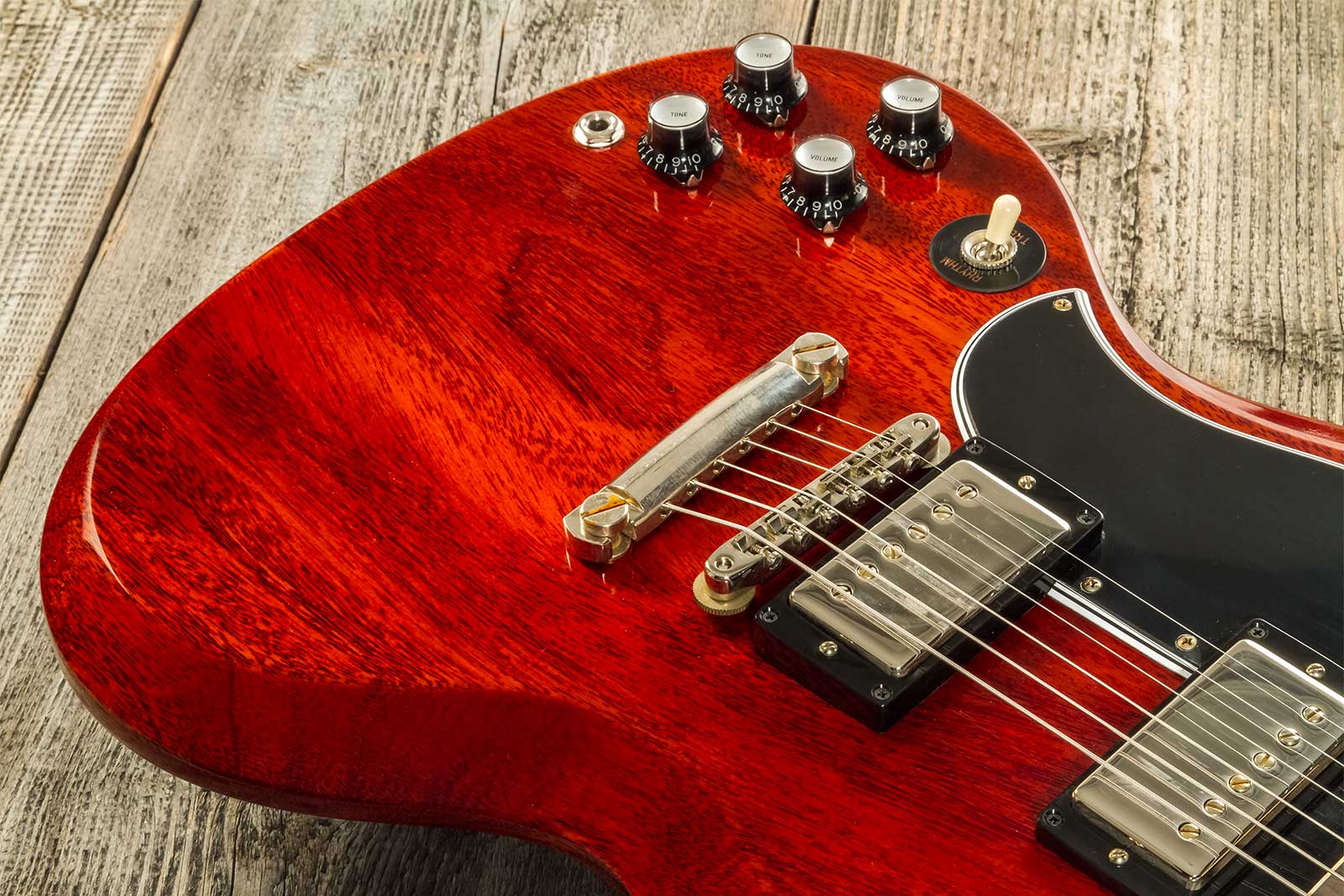 Gibson Custom Shop Sg Standard 1961 Stop Bar Reissue Lh Gaucher 2019 2h Ht Rw #400261 - Vos Cherry Red - Guitarra eléctrica de doble corte - Variation