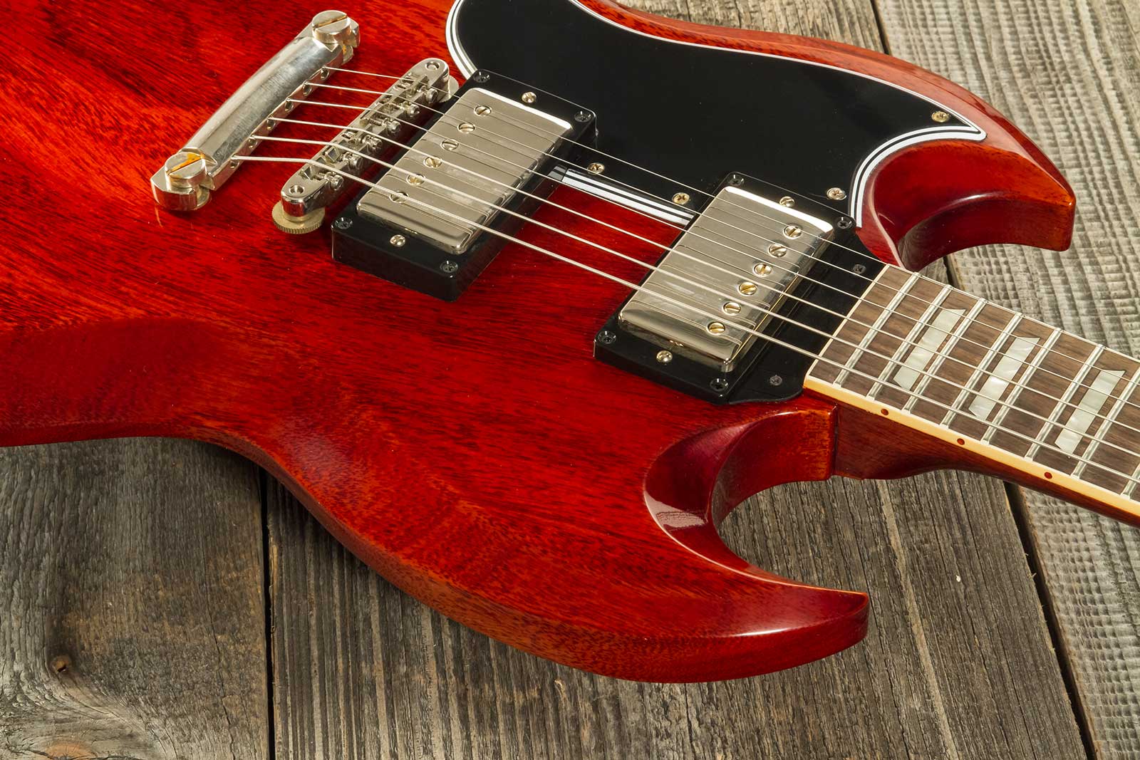 Gibson Custom Shop Sg Standard 1961 Stop Bar Reissue Lh Gaucher 2019 2h Ht Rw #400261 - Vos Cherry Red - Guitarra eléctrica de doble corte - Variation