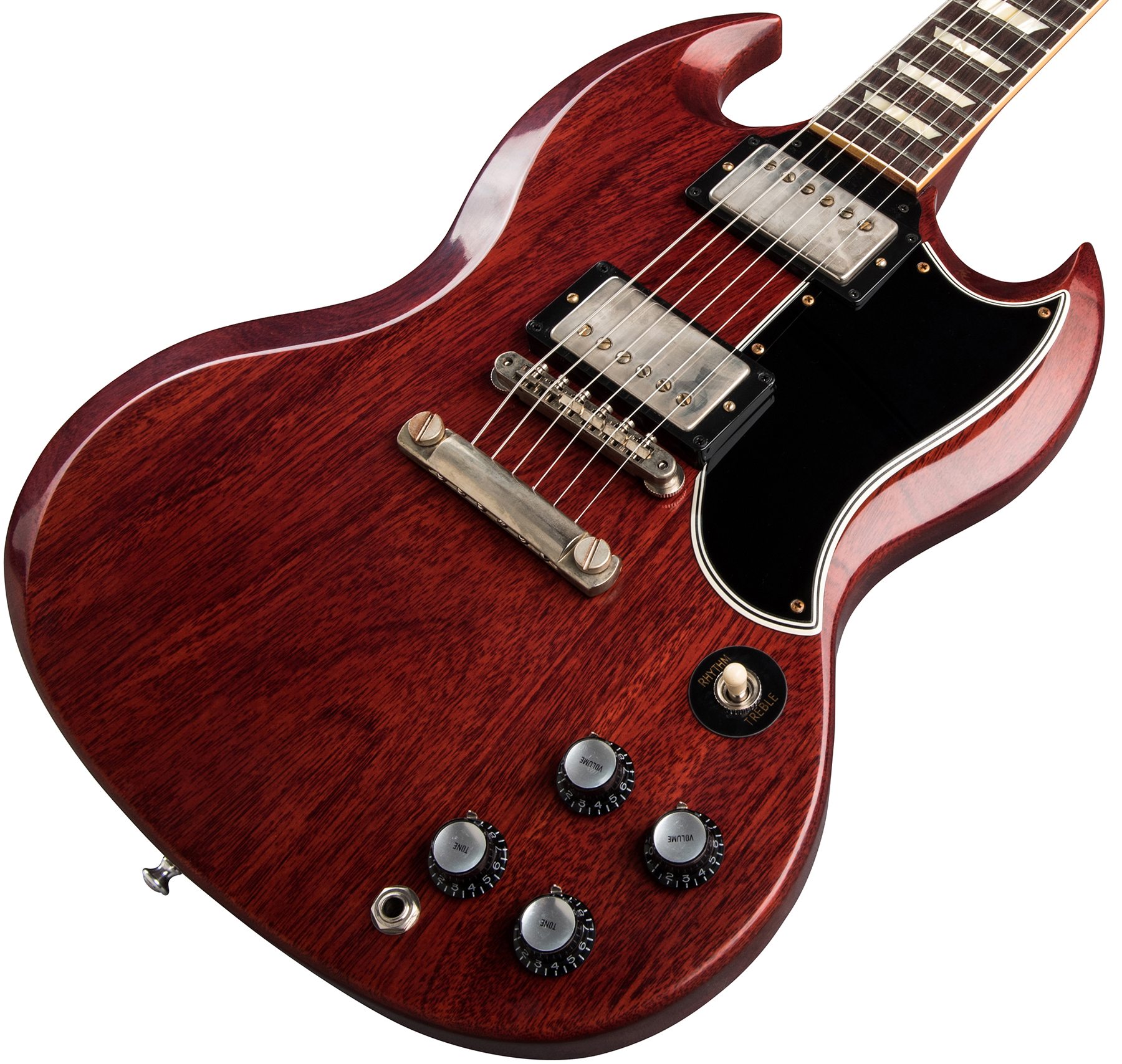 Gibson Custom Shop Sg Standard 1961 Stop Bar Reissue Lh Gaucher 2h Ht Rw - Vos Cherry Red - Guitarra eléctrica de doble corte - Variation 3