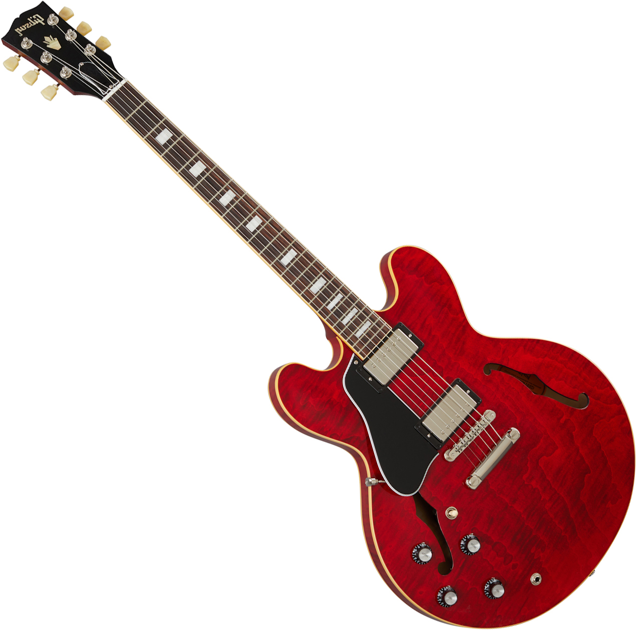 Gibson Es-335 Figured Lh Original Gaucher 2h Ht Rw - Sixties Cherry - Guitarra electrica para zurdos - Variation 1