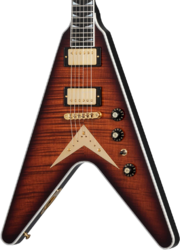 Guitarra electrica metalica Gibson Custom Shop Dave Mustaine Flying V EXP Ltd - Red amber burst