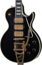 Guitarra eléctrica de corte único. Gibson Custom Shop Murphy Lab 1957 Les Paul Custom 3-Pickup Bigsby Reissue - Light aged ebony 