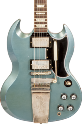 Guitarra eléctrica de doble corte Gibson Custom Shop Murphy Lab 1964 SG Standard Maestro Reissue #200224 - Light aged pelham blue