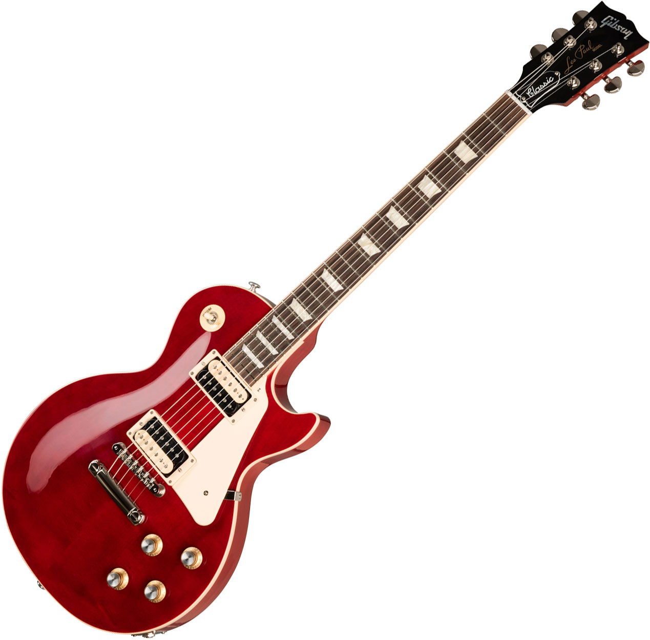 Guitarra eléctrica de cuerpo sólido Gibson Les Paul Classic - trans cherry  rojo