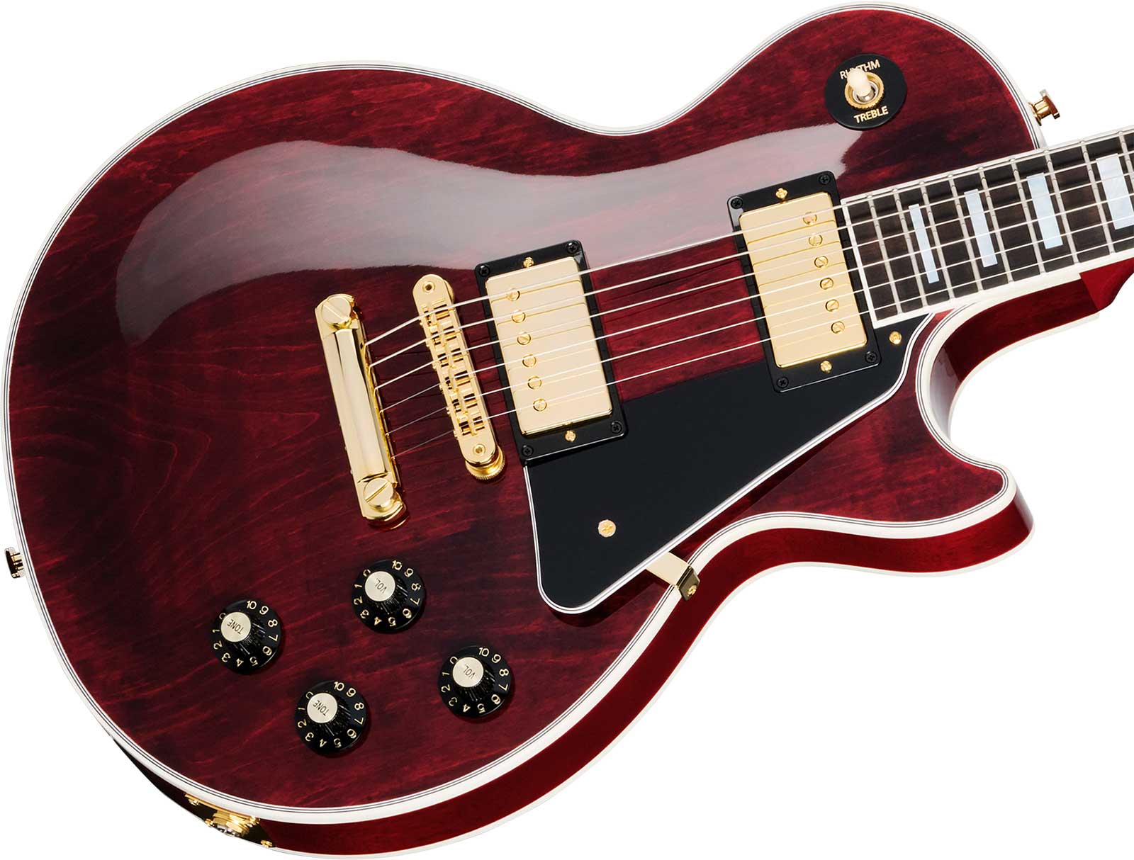 Gibson Les Paul Custom 70s 2h Ht Eb - Wine Red - Guitarra eléctrica de corte único. - Variation 3