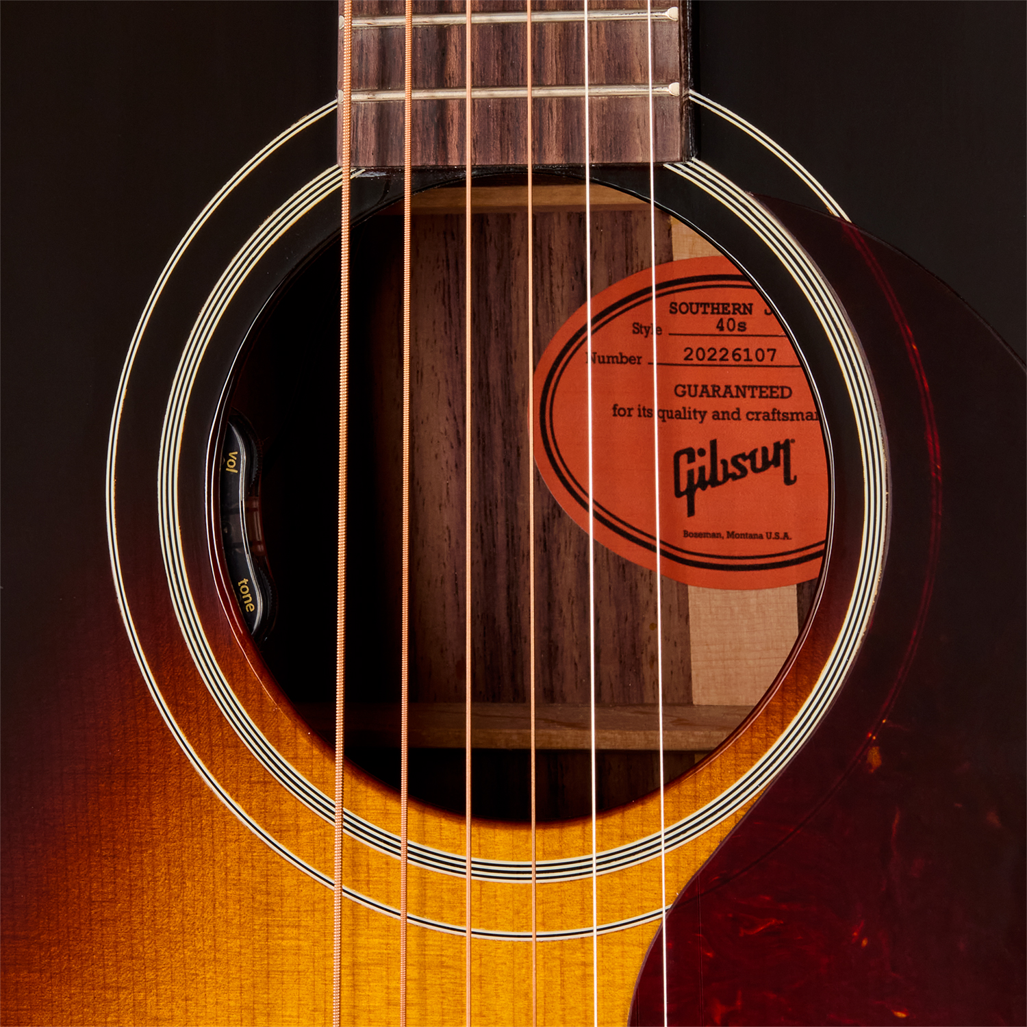Gibson Southern Jumbo 40s Original (baggs Hifi Dna) Dreadnought Epicea Palissandre Rw - Vintage Sunburst - Guitarra folk - Variation 4