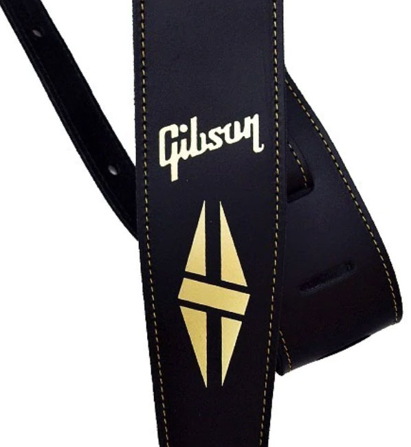 Gibson The Split-diamond Guitar Strap Cuir 2.5inc Black - Correa - Variation 1