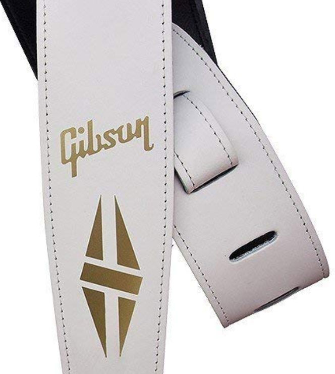 Gibson The Split-diamond Guitar Strap Cuir 2.5inc White - Correa - Variation 1