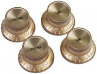 Top Hat Knobs With Inserts 4-Pack - Gold w/ Gold Inserts