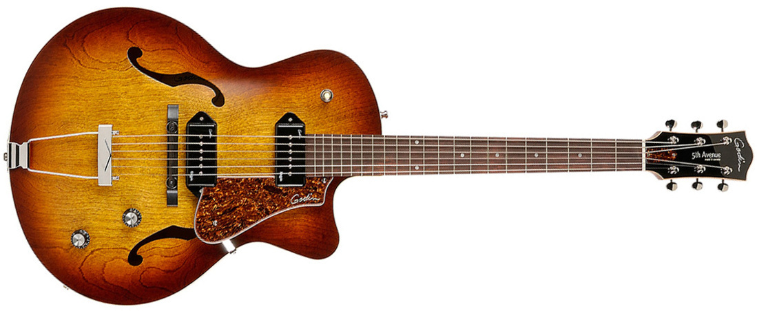 Godin 5th Avenue Cw Kingpin Ii 2p90 Ht Rw - Cognac Burst - Guitarra elécrica Jazz cuerpo acústico - Main picture