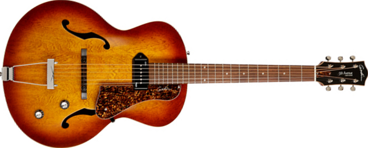 Godin 5th Avenue Kingpin P90 - Cognac Burst - Guitarra elécrica Jazz cuerpo acústico - Main picture