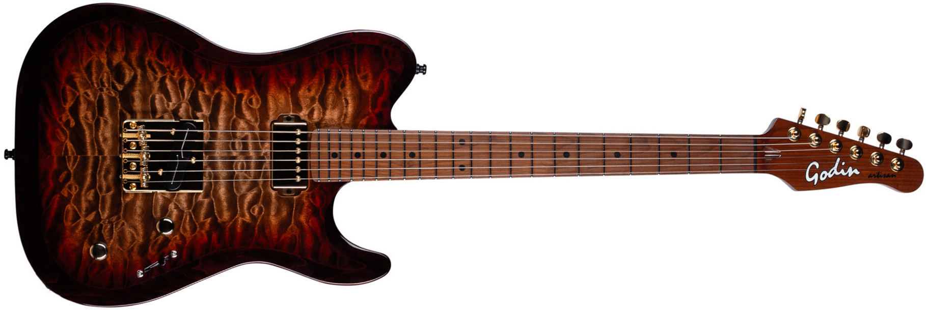 Godin Artisan Tc Sh Ht Mn - Whiskey Burst - Guitarra eléctrica con forma de tel - Main picture