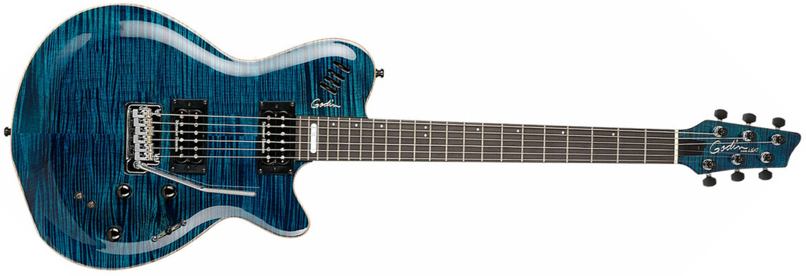 Godin Lgxt Sa Hh Seymour Duncan Piezo Midi Trem Ric - Trans Blue Flame Aaa - Guitarra eléctrica de modelización - Main picture