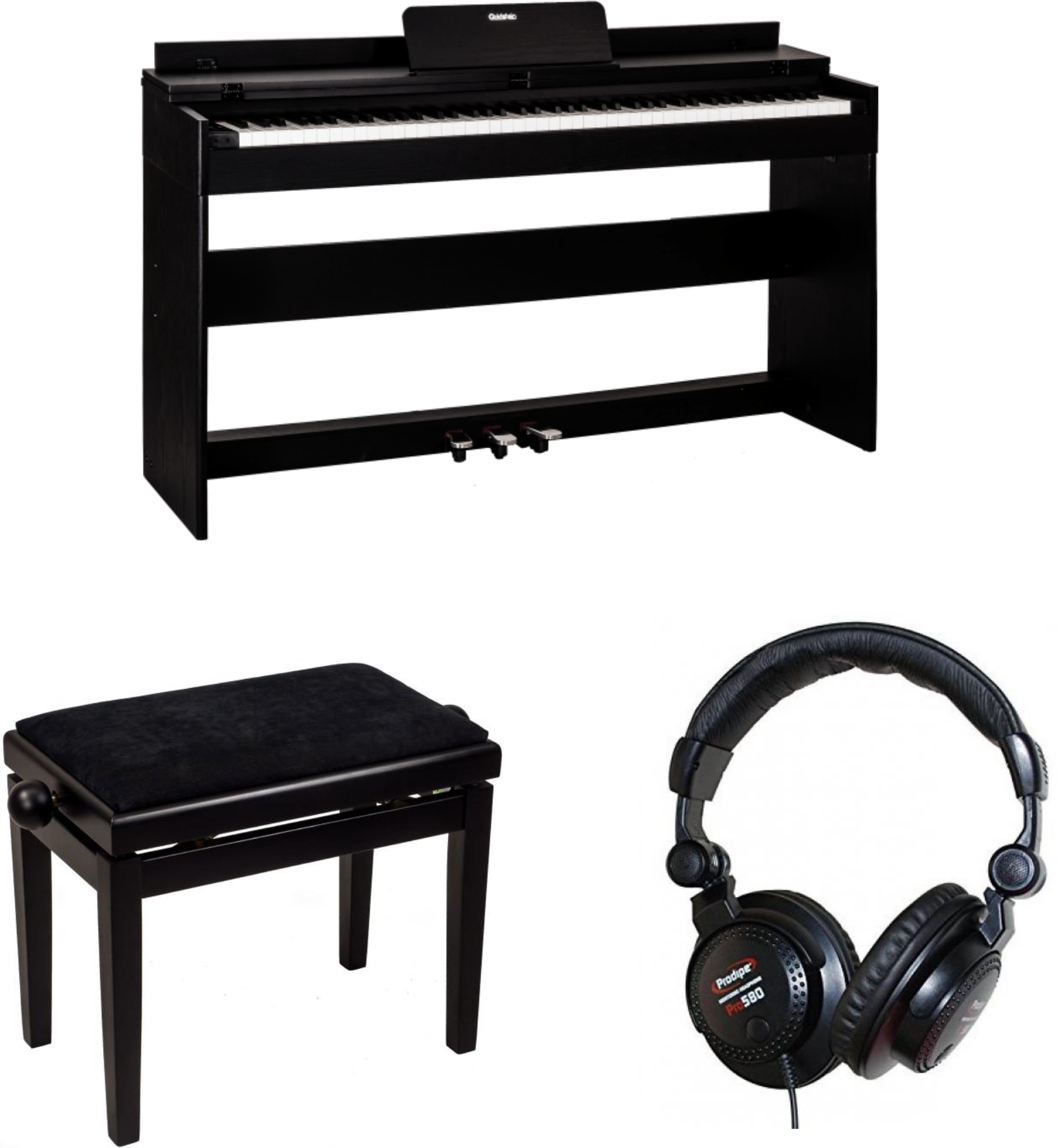 Goldstein (glp-8) Noir + Casque + Banquette - Noir - Piano digital con mueble - Main picture
