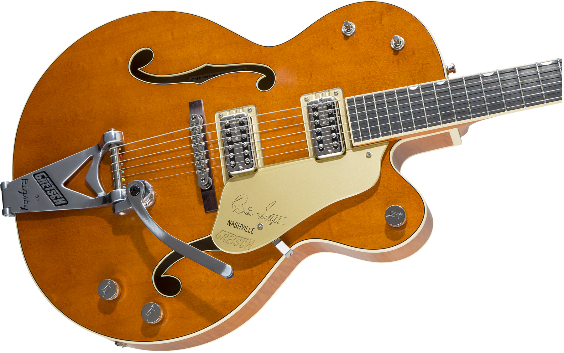 Gretsch Brian Setzer G6120t-bssmk '59 Smoke Nashville Japon Signature Bigsby Eb - Smoke Orange - Guitarra eléctrica semi caja - Variation 2