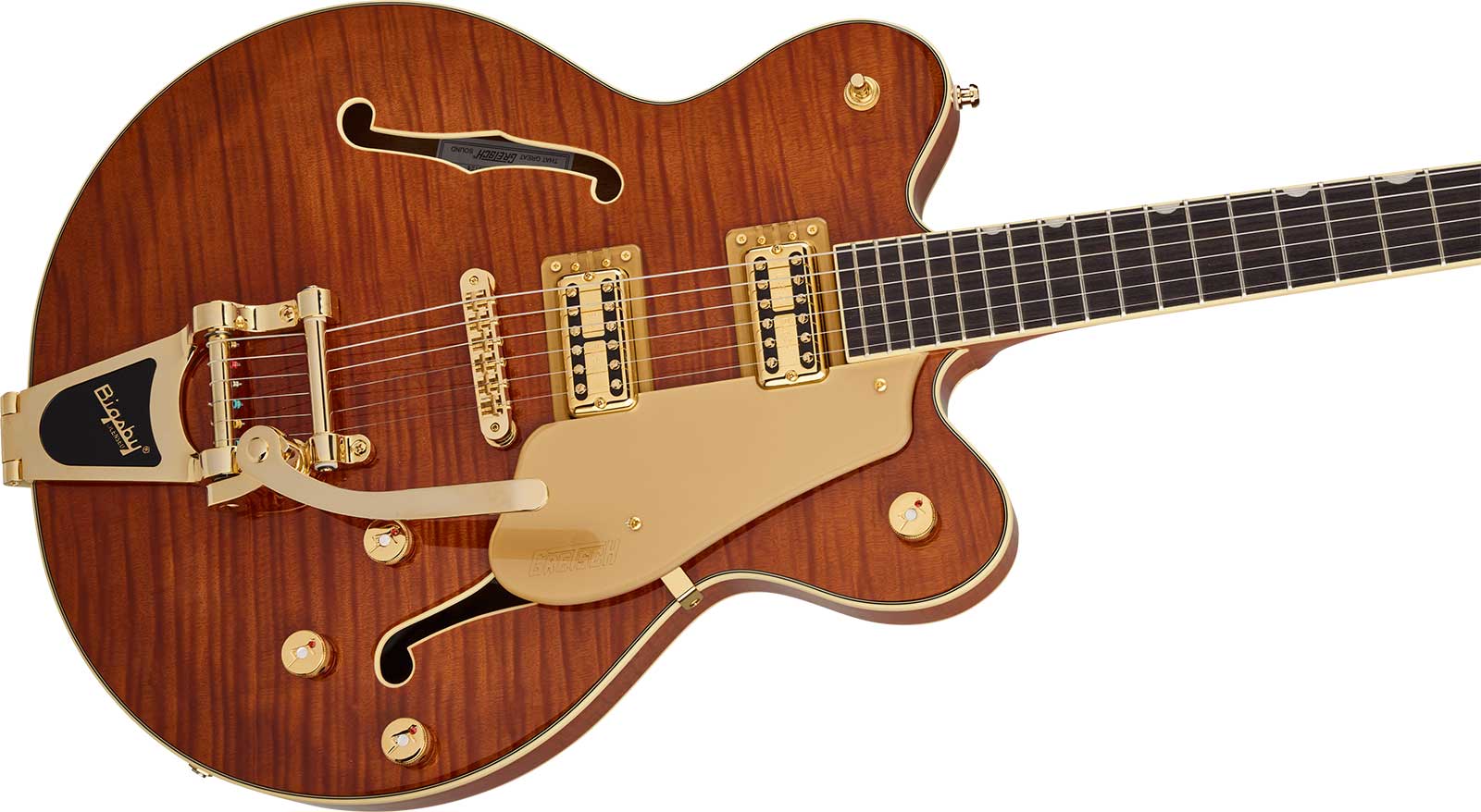 Gretsch Broadkaster Flame Okoume Dc Bigsby Electromatic 2h Trem Rw - Roundup Orange Stain - Guitarra eléctrica semi caja - Variation 2