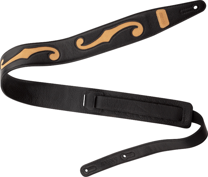 Gretsch F-holes Leather Guitar Strap 3-inch Cuir Black & Tan - Correa - Main picture