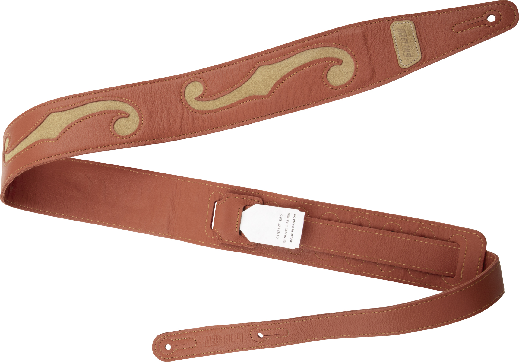 Gretsch F-holes Leather Guitar Strap 3-inch Cuir Orange & Tan - Correa - Main picture