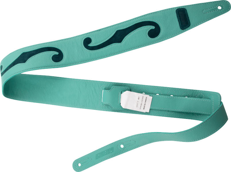 Gretsch F-holes Leather Guitar Strap 3-inch Cuir Surf Green & Dark Green - Correa - Main picture