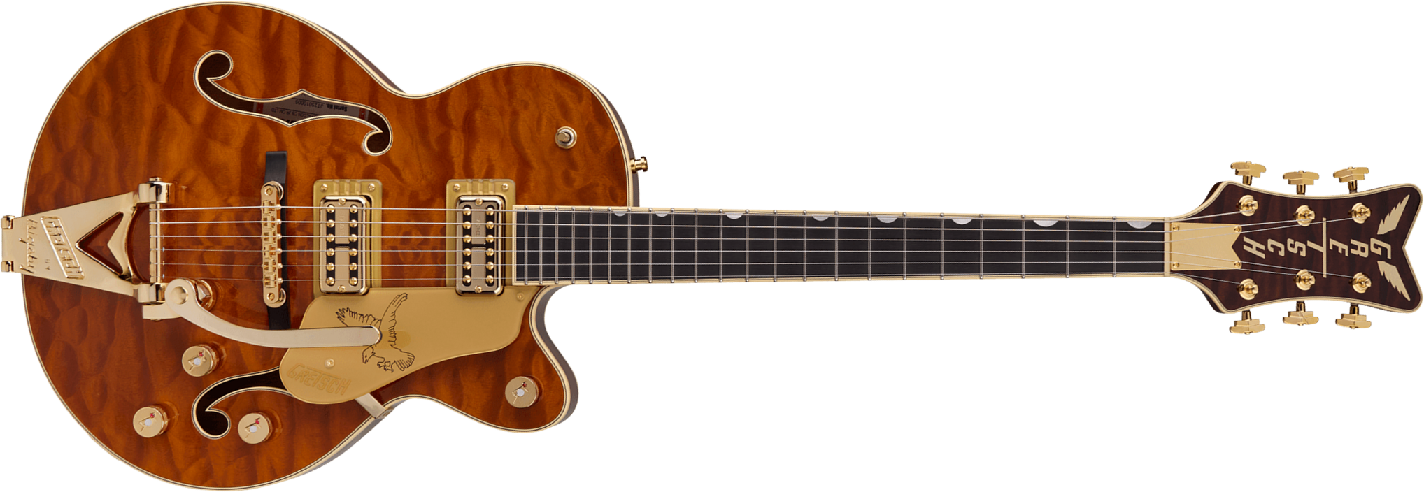 Gretsch Falcon Center Block Jr Bigsby Quilted Maple Pro Jap Ltd 2h Trem Eb - Roundup Orange Stain - Guitarra eléctrica de corte único. - Main picture