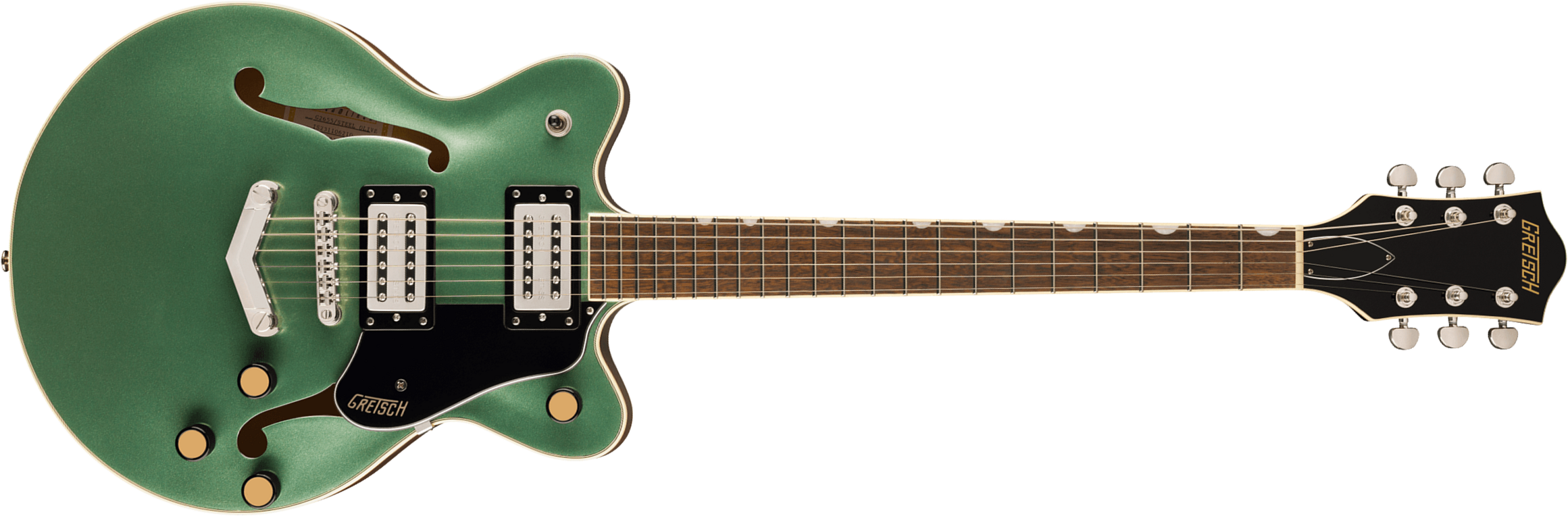 Gretsch G2655 Center Block Jr Dc V-stoptail Streamliner 2h Ht Lau - Steel Olive - Guitarra eléctrica de doble corte - Main picture