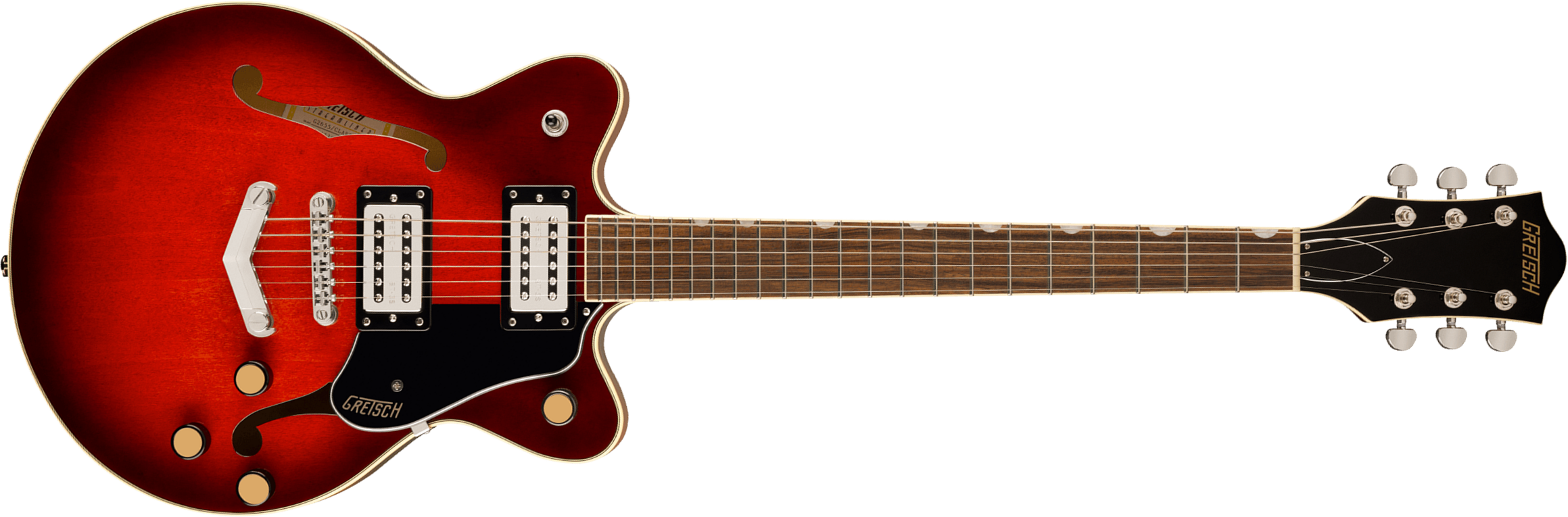Gretsch G2655 Center Block Jr Dc V-stoptail Streamliner 2h Ht Lau - Claret Burst - Guitarra eléctrica de doble corte - Main picture