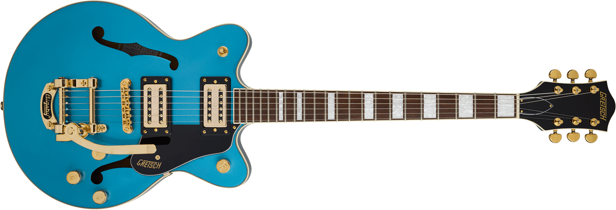 Gretsch G2655tg Center Block Jr Dc Bigsby Streamliner Ltd 2h Trem Lau - Riviera Blue - Guitarra eléctrica semi caja - Main picture