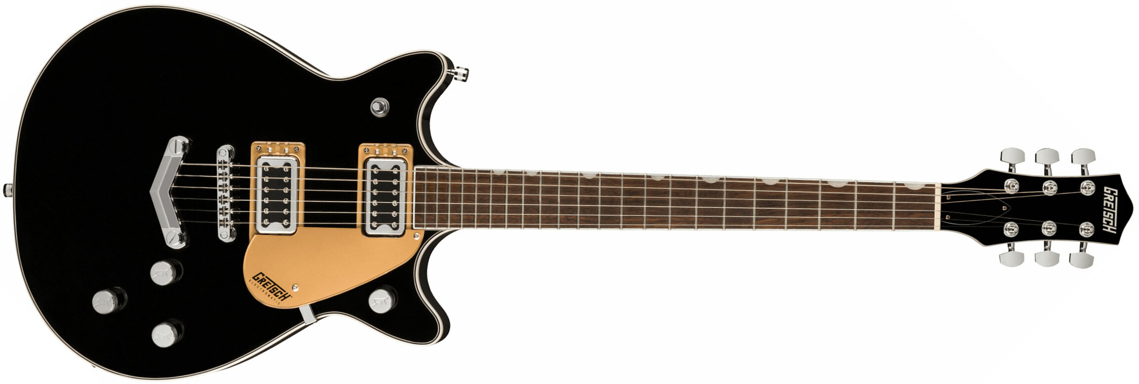 Gretsch G5222 Electromatic Double Jet Bt V-stoptail Hh Ht Lau - Black - Guitarra eléctrica de doble corte - Main picture