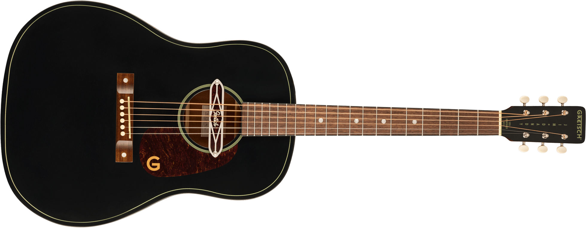 Gretsch Jim Dandy Deltoluxe Dreadnought Tout Sapele Noy - Black Top Semi Gloss - Guitarra electro acustica - Main picture