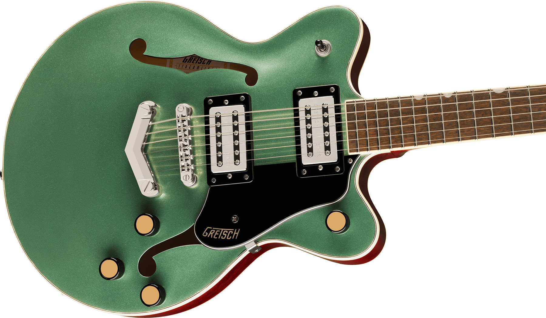Gretsch G2655 Center Block Jr Dc V-stoptail Streamliner 2h Ht Lau - Steel Olive - Guitarra eléctrica de doble corte - Variation 2